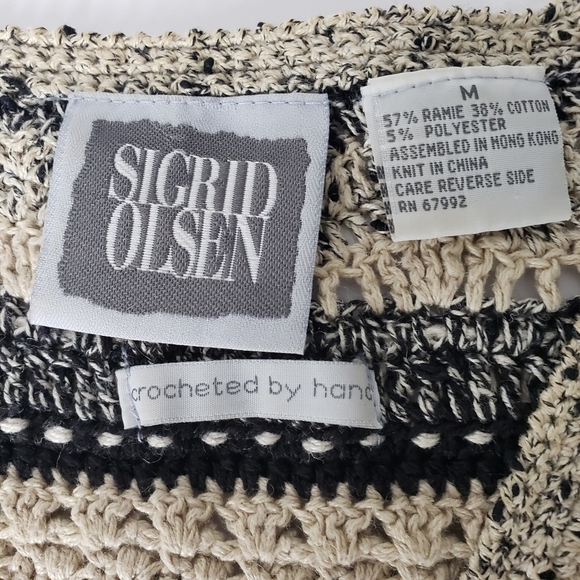 Sigrid Olsen Crocheted by Hand Cardigan Sweater Size M - Picture 5 of 8